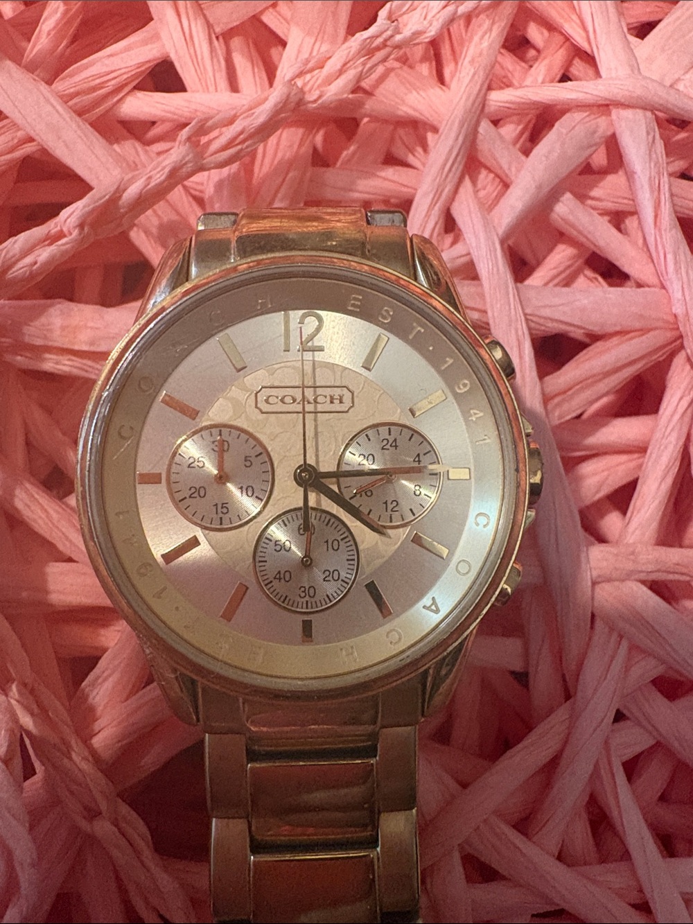 Coach Gold-Tone Chronograph Watch with Champagne Dial